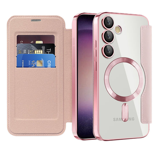 MagSafe futrola za Samsung Galaxy S23 S911, Techsuit, SmartMag Book, Roze