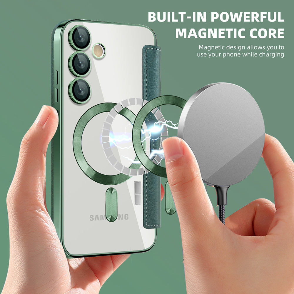 MagSafe futrola za Samsung Galaxy S23 S911, Techsuit, SmartMag Book, Zelena