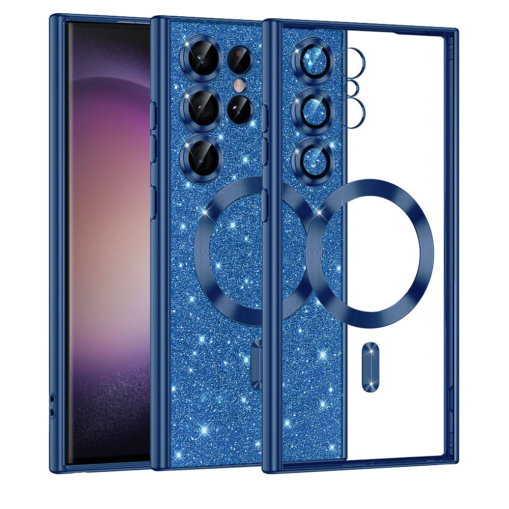 Futrola MagSafe za Samsung Galaxy S23 Ultra S918, Techsuit, Luxury Glitter, Tamno Plava