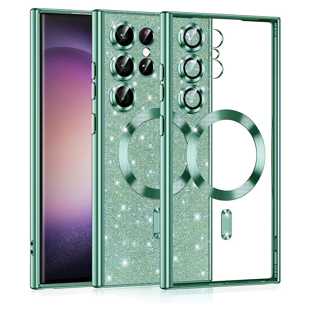 MagSafe futrola za Samsung Galaxy S23 Ultra S918, Techsuit, Luxury Glitter, Svetlo Zelena