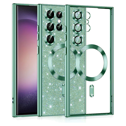 MagSafe futrola za Samsung Galaxy S23 Ultra S918, Techsuit, Luxury Glitter, Svetlo Zelena
