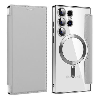 MagSafe futrola za Samsung Galaxy S23 Ultra S918, Techsuit, SmartMag Book, Siva