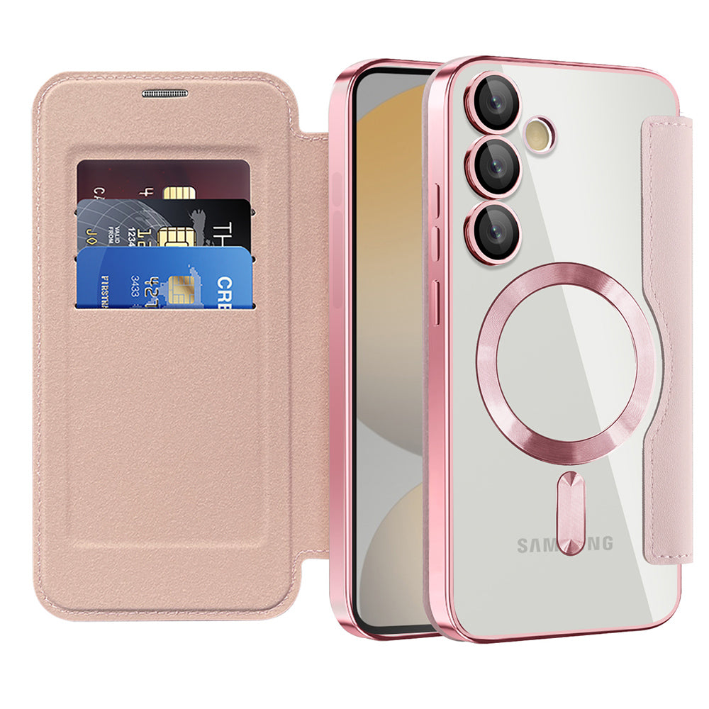 MagSafe futrola za Samsung Galaxy S24 FE S721, Techsuit, SmartMag Book, Roze