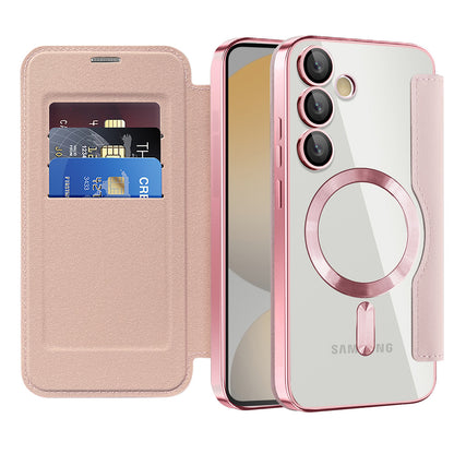 MagSafe futrola za Samsung Galaxy S24 FE S721, Techsuit, SmartMag Book, Roze
