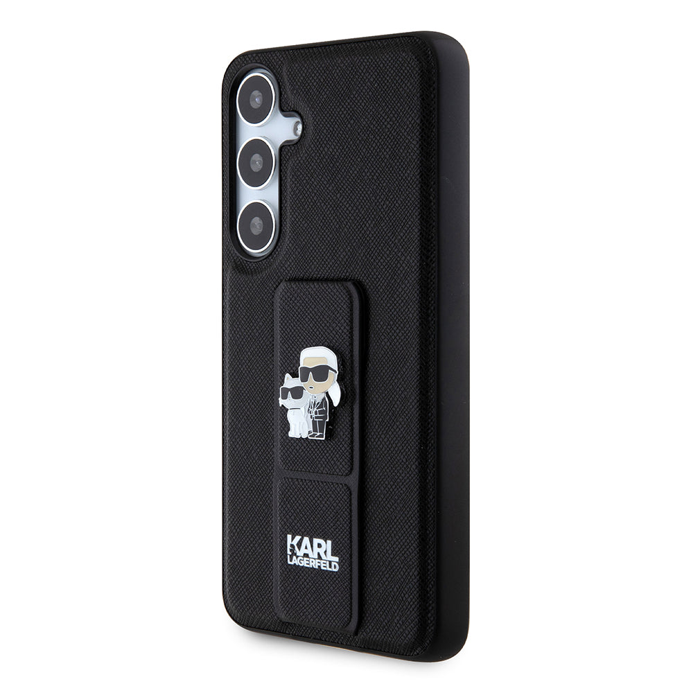 Futrola MagSafe za Samsung Galaxy S24+ S926, Karl Lagerfeld, Saffiano Gripstand Karl & Choupette, Crna