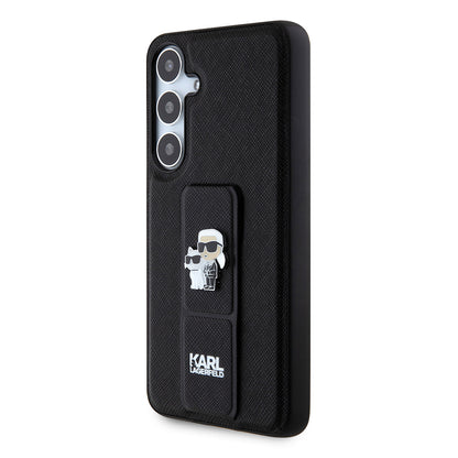 Futrola MagSafe za Samsung Galaxy S24+ S926, Karl Lagerfeld, Saffiano Gripstand Karl & Choupette, Crna