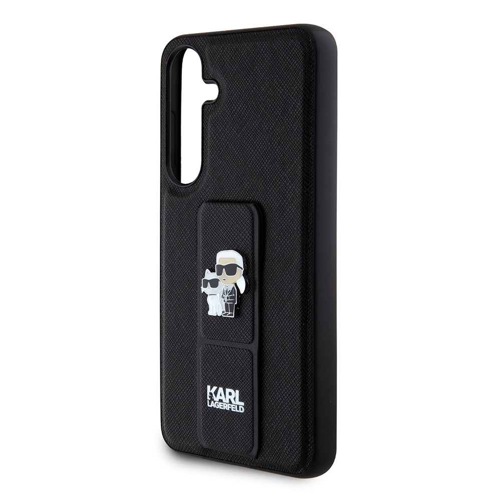 Futrola MagSafe za Samsung Galaxy S24+ S926, Karl Lagerfeld, Saffiano Gripstand Karl & Choupette, Crna