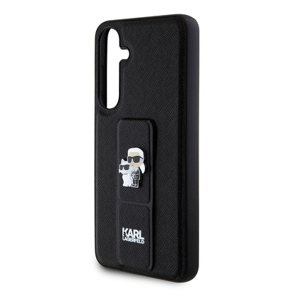 Futrola MagSafe za Samsung Galaxy S24+ S926, Karl Lagerfeld, Saffiano Gripstand Karl & Choupette, Crna