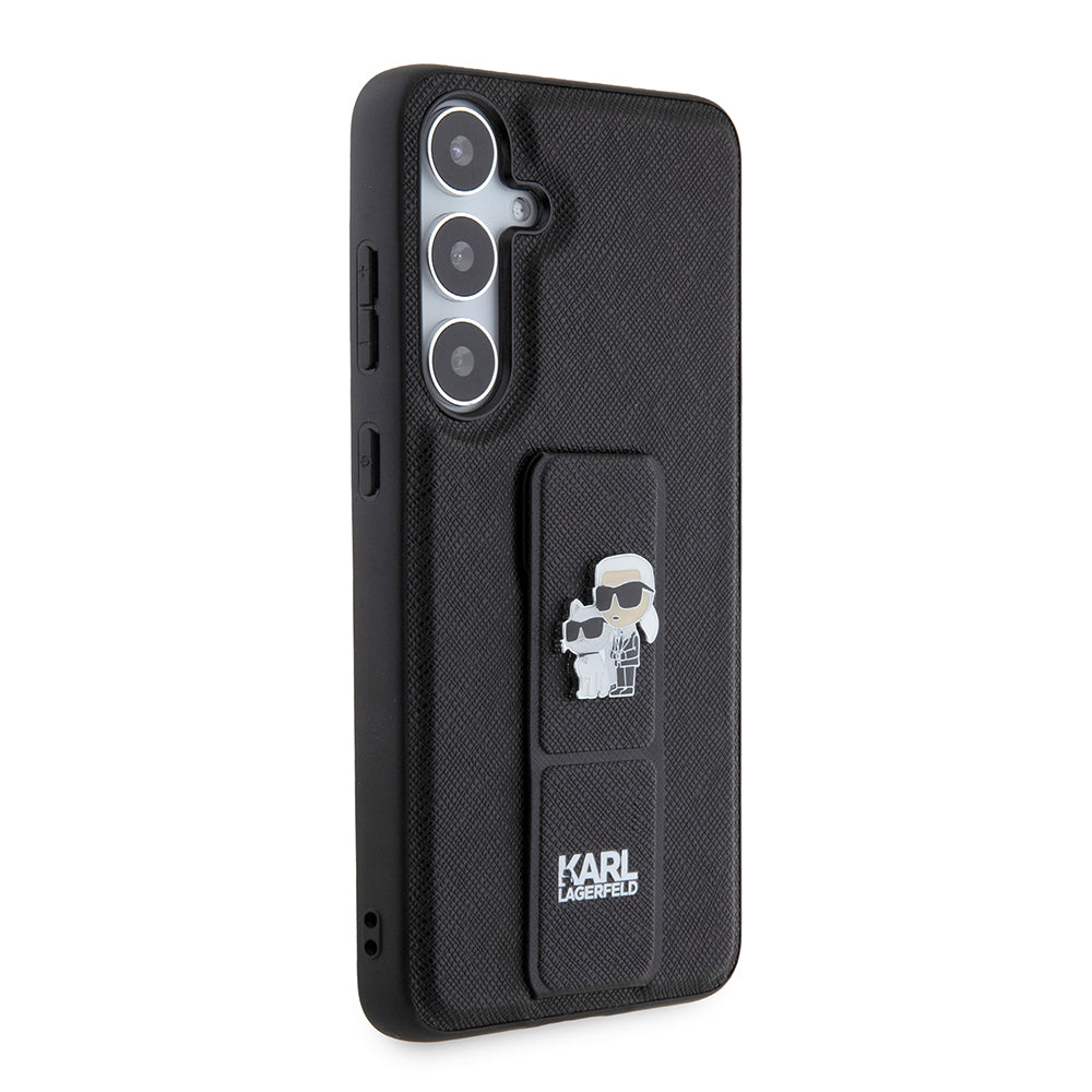 Futrola MagSafe za Samsung Galaxy S24+ S926, Karl Lagerfeld, Saffiano Gripstand Karl & Choupette, Crna