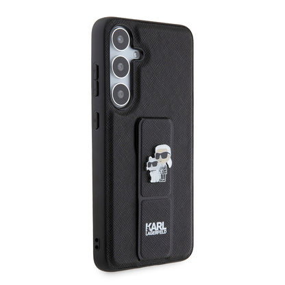 Futrola MagSafe za Samsung Galaxy S24+ S926, Karl Lagerfeld, Saffiano Gripstand Karl & Choupette, Crna
