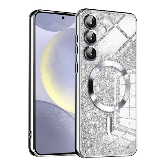 MagSafe futrola za Samsung Galaxy S24+ S926, Techsuit, Luxury Glitter, Srebrna