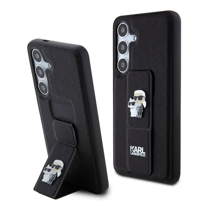 Futrola MagSafe za Samsung Galaxy S24 S921, Karl Lagerfeld, Saffiano Gripstand Karl & Choupette, Crna