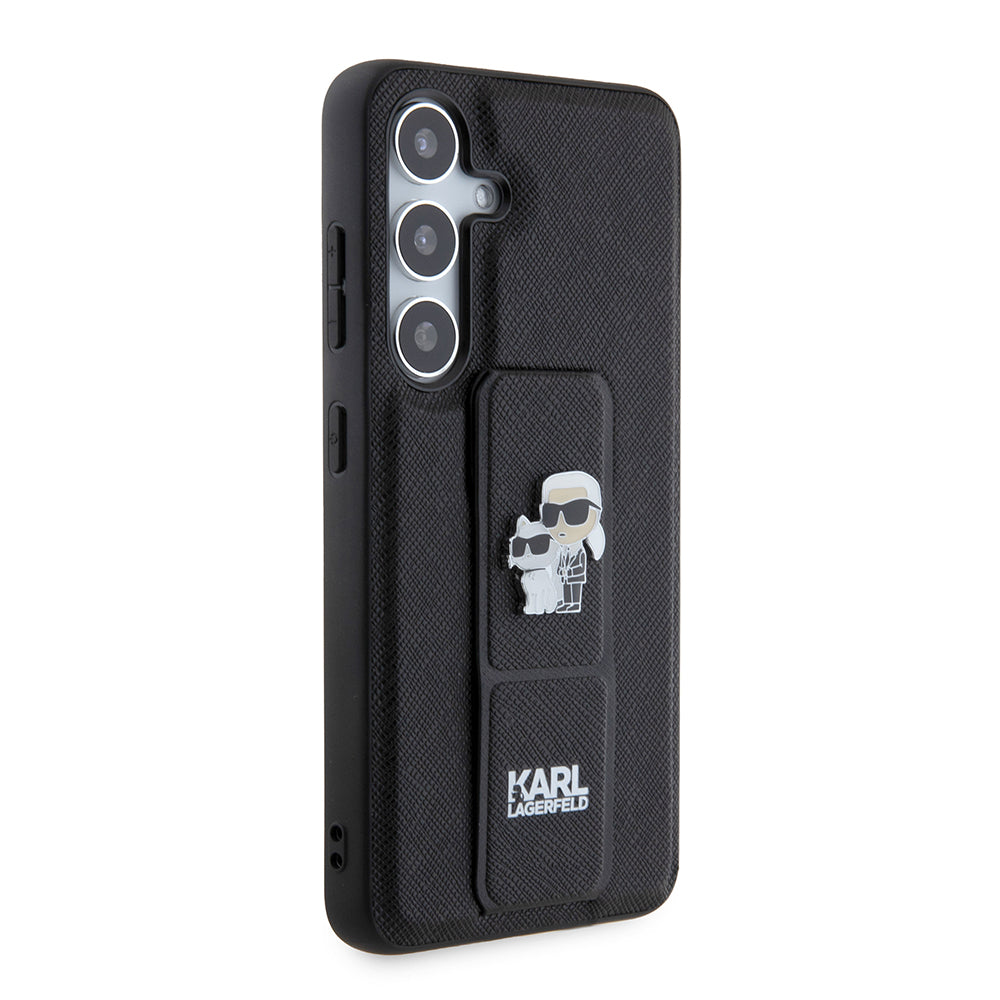 Futrola MagSafe za Samsung Galaxy S24 S921, Karl Lagerfeld, Saffiano Gripstand Karl & Choupette, Crna