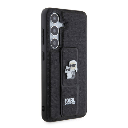 Futrola MagSafe za Samsung Galaxy S24 S921, Karl Lagerfeld, Saffiano Gripstand Karl & Choupette, Crna