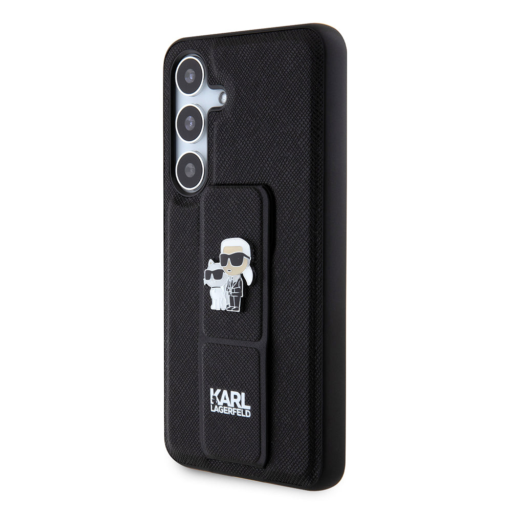 Futrola MagSafe za Samsung Galaxy S24 S921, Karl Lagerfeld, Saffiano Gripstand Karl & Choupette, Crna