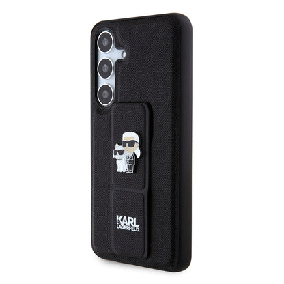 Futrola MagSafe za Samsung Galaxy S24 S921, Karl Lagerfeld, Saffiano Gripstand Karl & Choupette, Crna