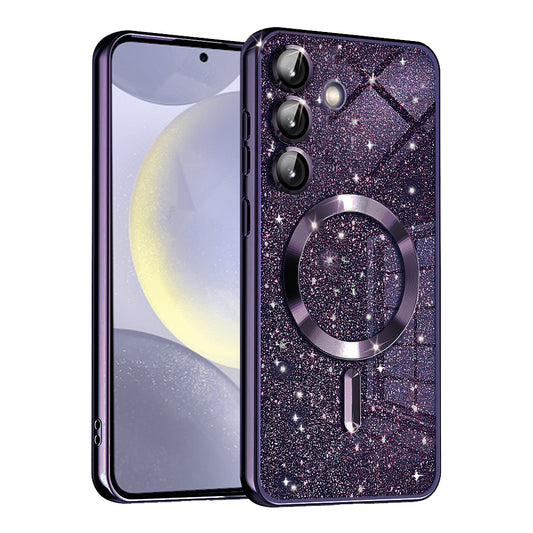 MagSafe futrola za Samsung Galaxy S24 S921, Techsuit, Luxury Glitter, Tamno Ljubičasta