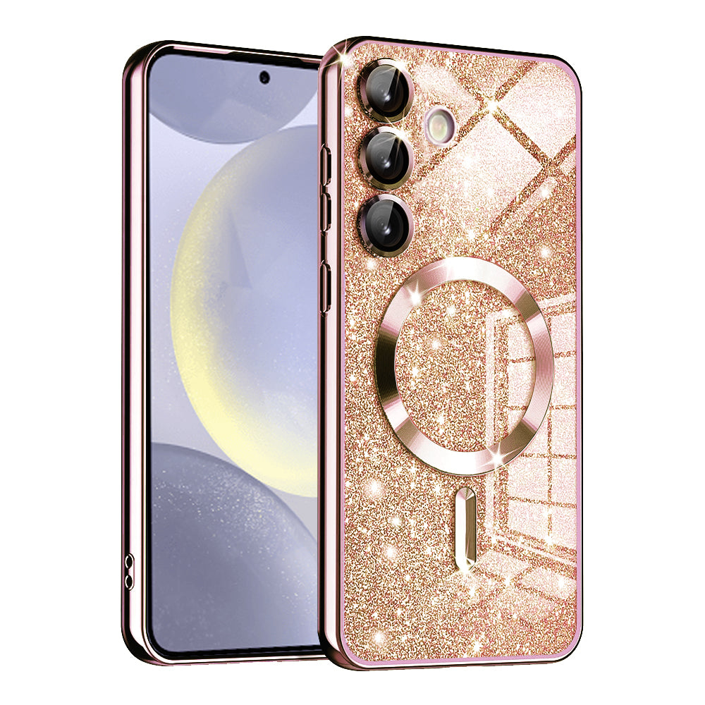 MagSafe futrola za Samsung Galaxy S24 S921, Techsuit, Luxury Glitter, Roze Zlatna