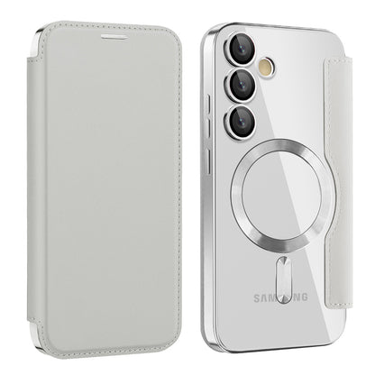MagSafe futrola za Samsung Galaxy S24 S921, Techsuit, SmartMag Book, Siva