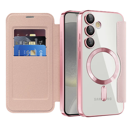 MagSafe futrola za Samsung Galaxy S24 S921, Techsuit, SmartMag Book, Roze