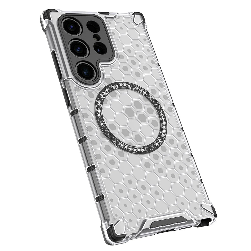 MagSafe futrola za Samsung Galaxy S24 Ultra S928, Techsuit, HoneyComb Shield, Bela
