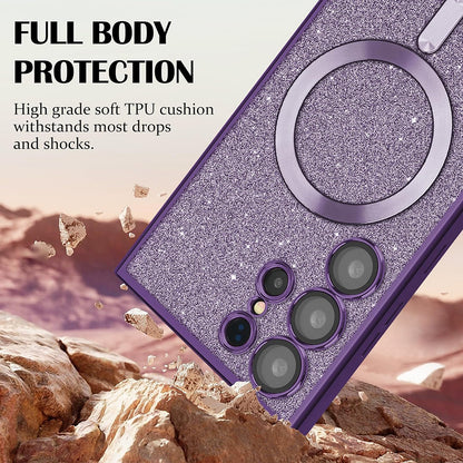 MagSafe futrola za Samsung Galaxy S24 Ultra S928, Techsuit, Luxury Glitter, Srebrna