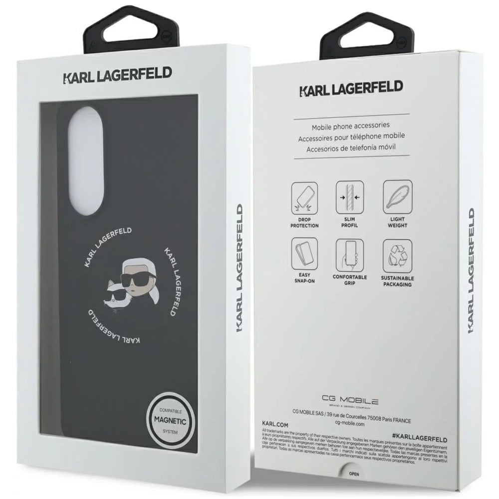 Futrola MagSafe za Samsung Galaxy S25 Edge S937, Karl Lagerfeld, Silicone Double Heads, Crna