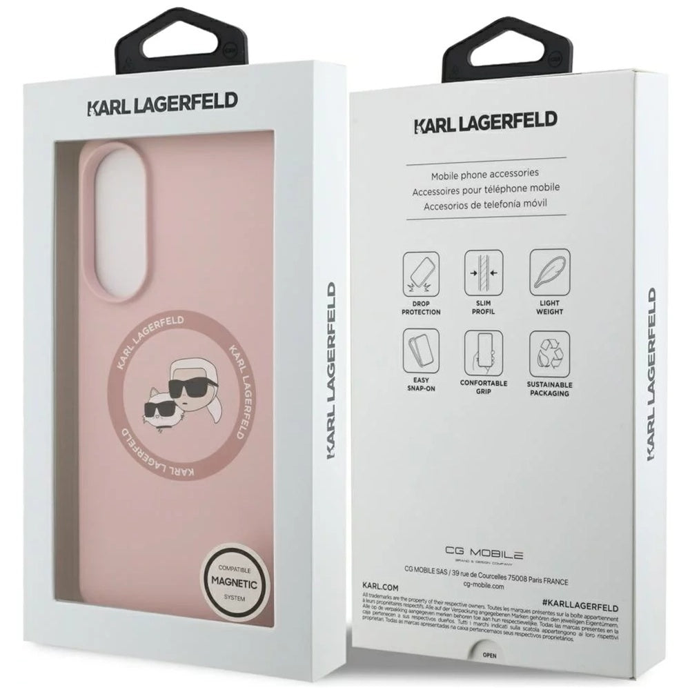 Futrola MagSafe za Samsung Galaxy S25 Edge S937, Karl Lagerfeld, Silicone Double Heads, Roze