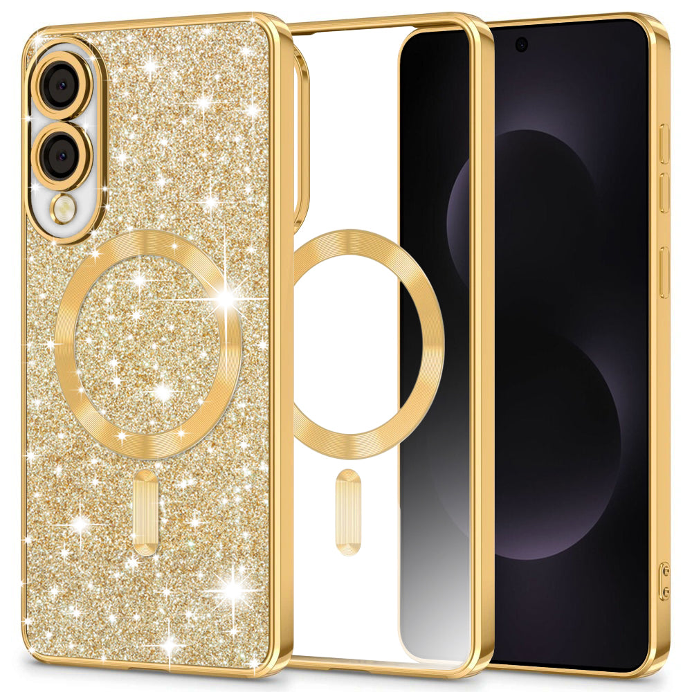 MagSafe futrola za Samsung Galaxy S25 Edge S937, Techsuit, Luxury Glitter, Zlatna