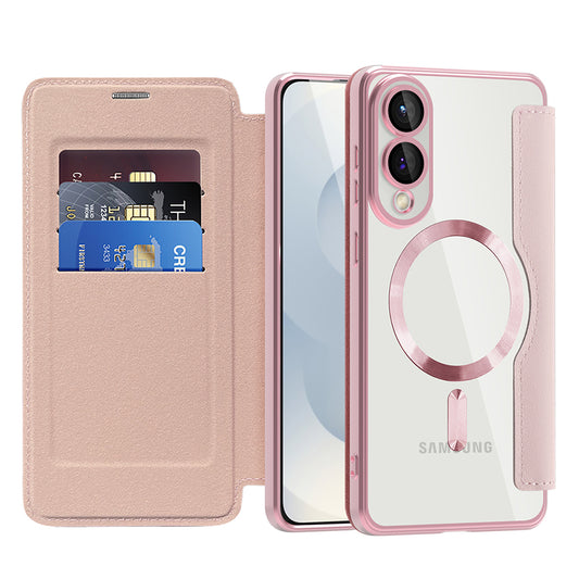 MagSafe futrola za Samsung Galaxy S25 Edge S937, Techsuit, SmartMag Book, Roze