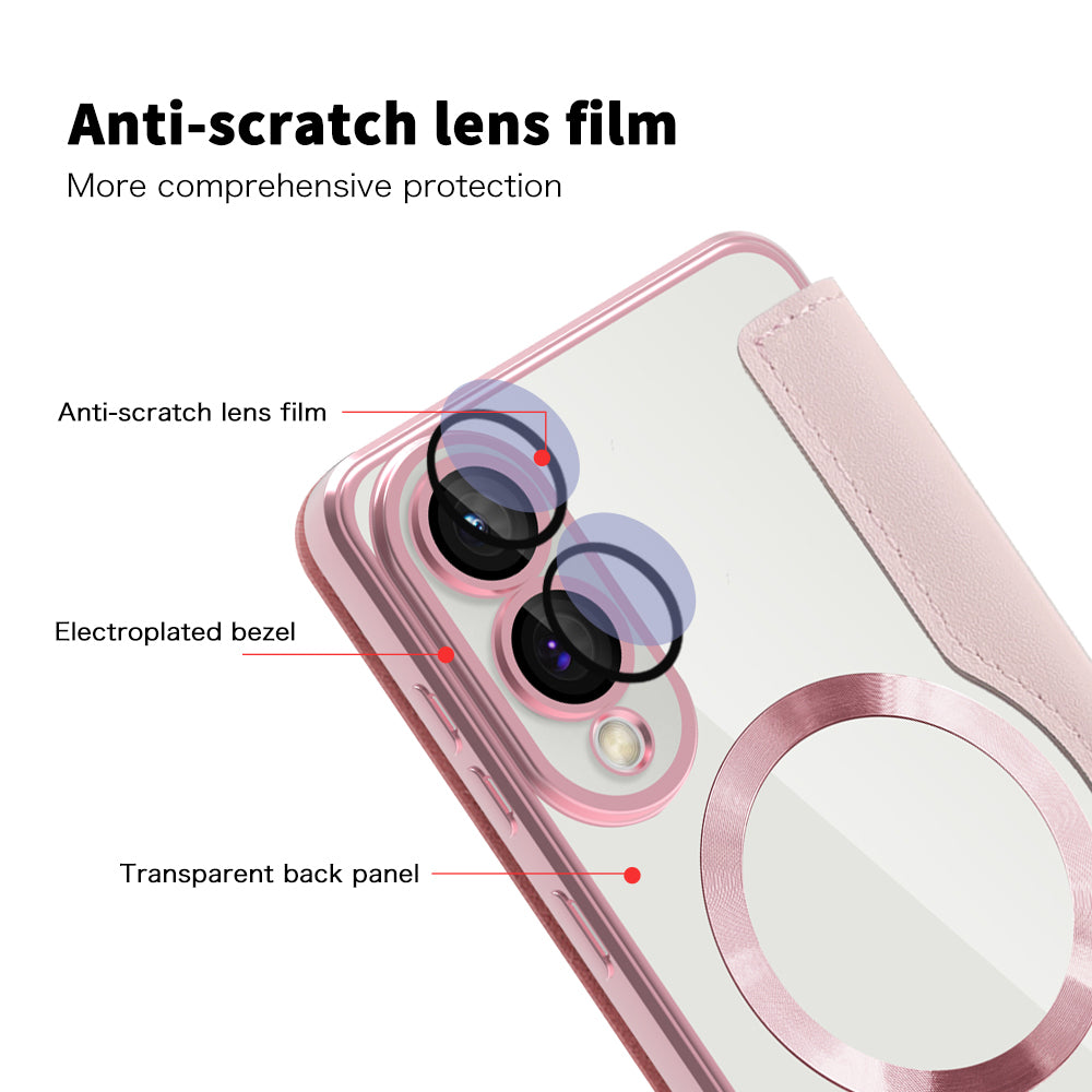 MagSafe futrola za Samsung Galaxy S25 Edge S937, Techsuit, SmartMag Book, Roze