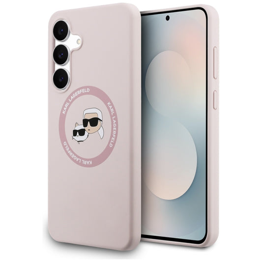 Futrola MagSafe za Samsung Galaxy S25 FE, Karl Lagerfeld, Silikonska Karl & Choupette's Heads, Roze