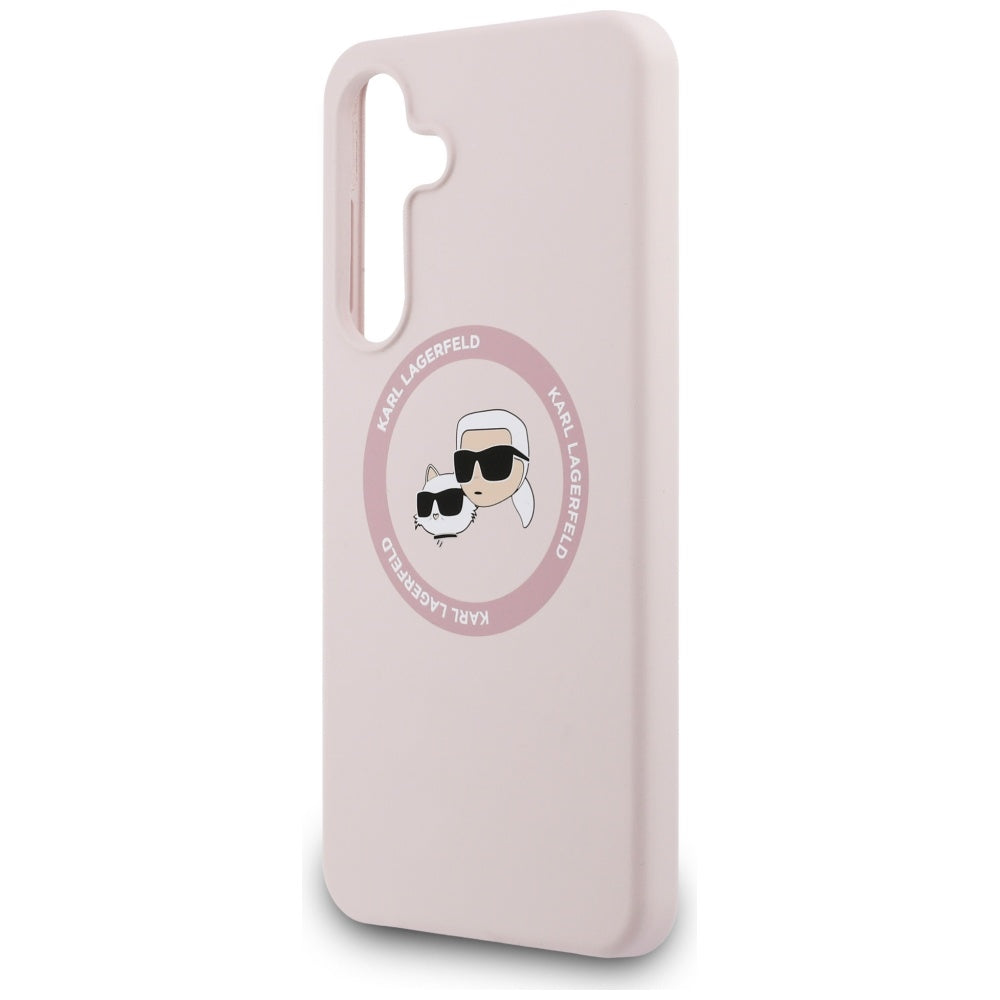 Futrola MagSafe za Samsung Galaxy S25 FE, Karl Lagerfeld, Silikonska Karl & Choupette's Heads, Roze