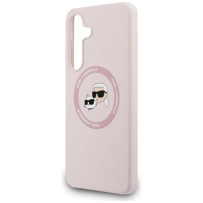 Futrola MagSafe za Samsung Galaxy S25 FE, Karl Lagerfeld, Silikonska Karl & Choupette's Heads, Roze