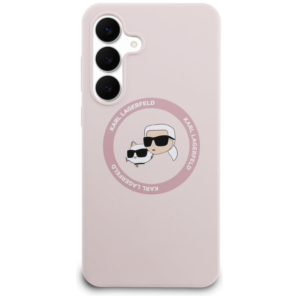 Futrola MagSafe za Samsung Galaxy S25 FE, Karl Lagerfeld, Silikonska Karl & Choupette's Heads, Roze