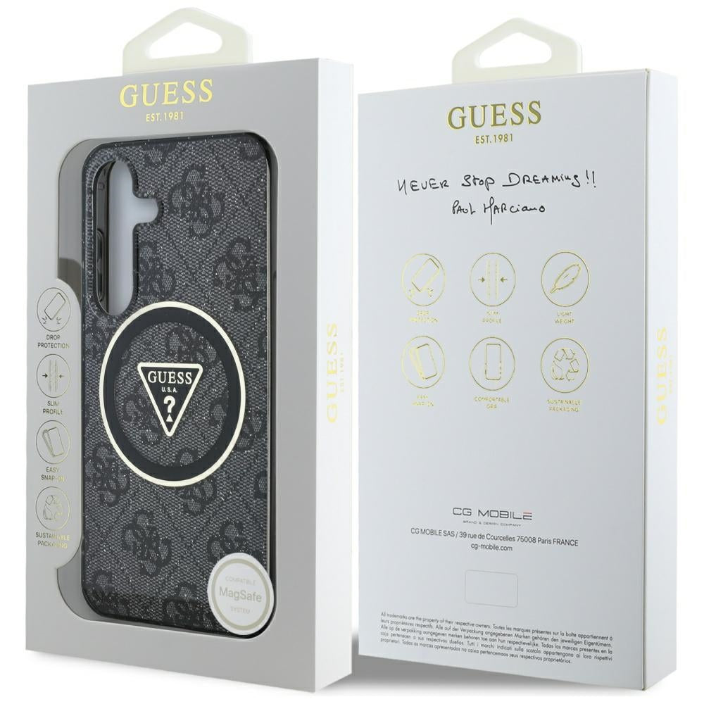 Futrola MagSafe za Samsung Galaxy S25+ S936, Guess, IML Glitter 4G Circle Triangle, Crna