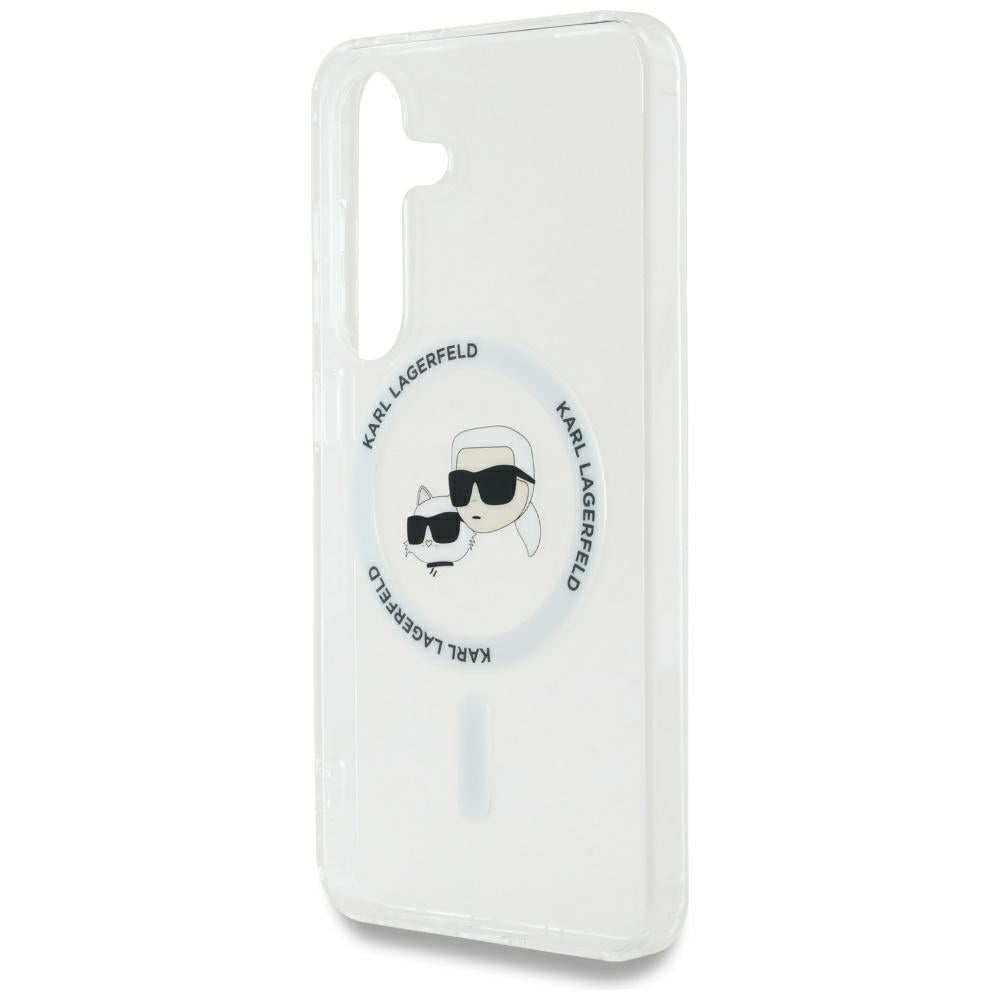 Futrola MagSafe za Samsung Galaxy S25+ S936, Karl Lagerfeld, IML Metal Karl & Choupette's Heads, Srebrna