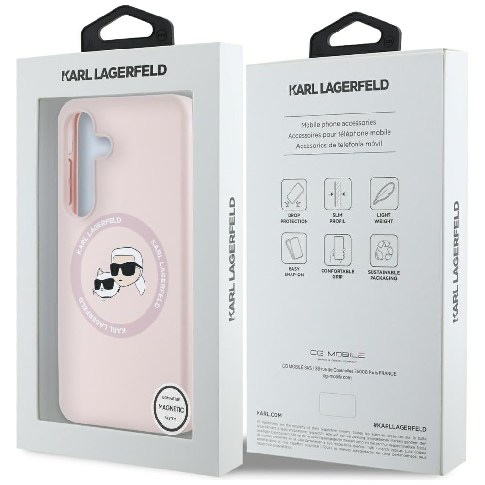 Futrola MagSafe za Samsung Galaxy S25+ S936, Karl Lagerfeld, Silicone Double Heads, Roze