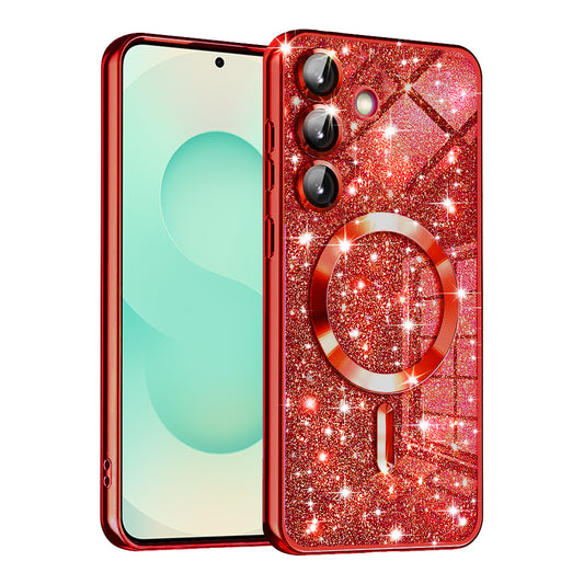 MagSafe futrola za Samsung Galaxy S25+ S936, Techsuit, Luxury Glitter, Crvena