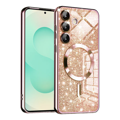 MagSafe futrola za Samsung Galaxy S25+ S936, Techsuit, Luxury Glitter, Roze Zlatna