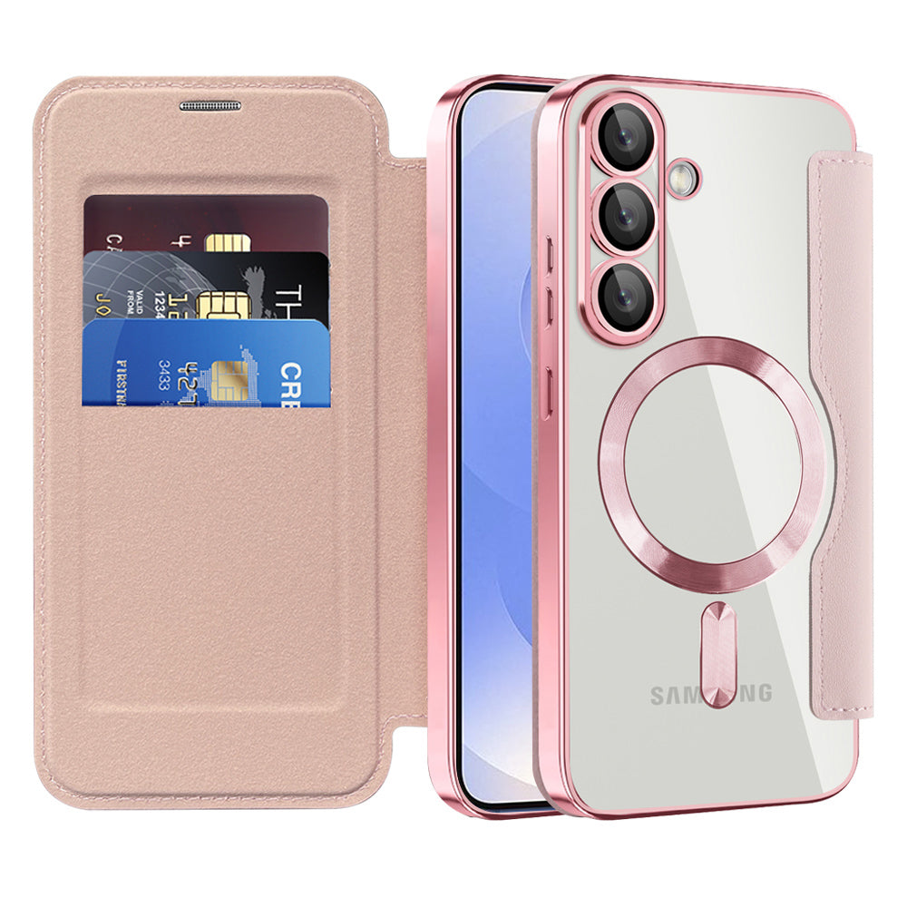 MagSafe futrola za Samsung Galaxy S25+ S936, Techsuit, SmartMag Book, Roze