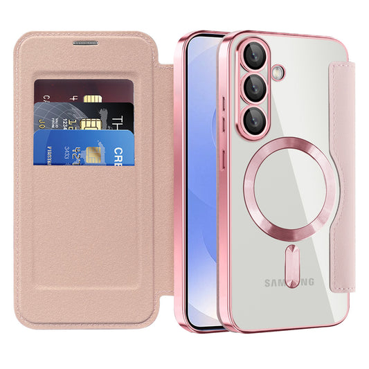 MagSafe futrola za Samsung Galaxy S25+ S936, Techsuit, SmartMag Book, Roze