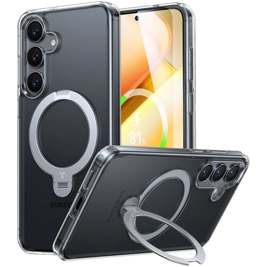 Husa MagSafe za Samsung Galaxy S25+ S936, Torras, Ostand Spin, Transparentna