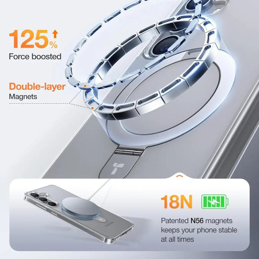 Futrola MagSafe za Samsung Galaxy S25+ S936, Torras, Ostand, Transparentna