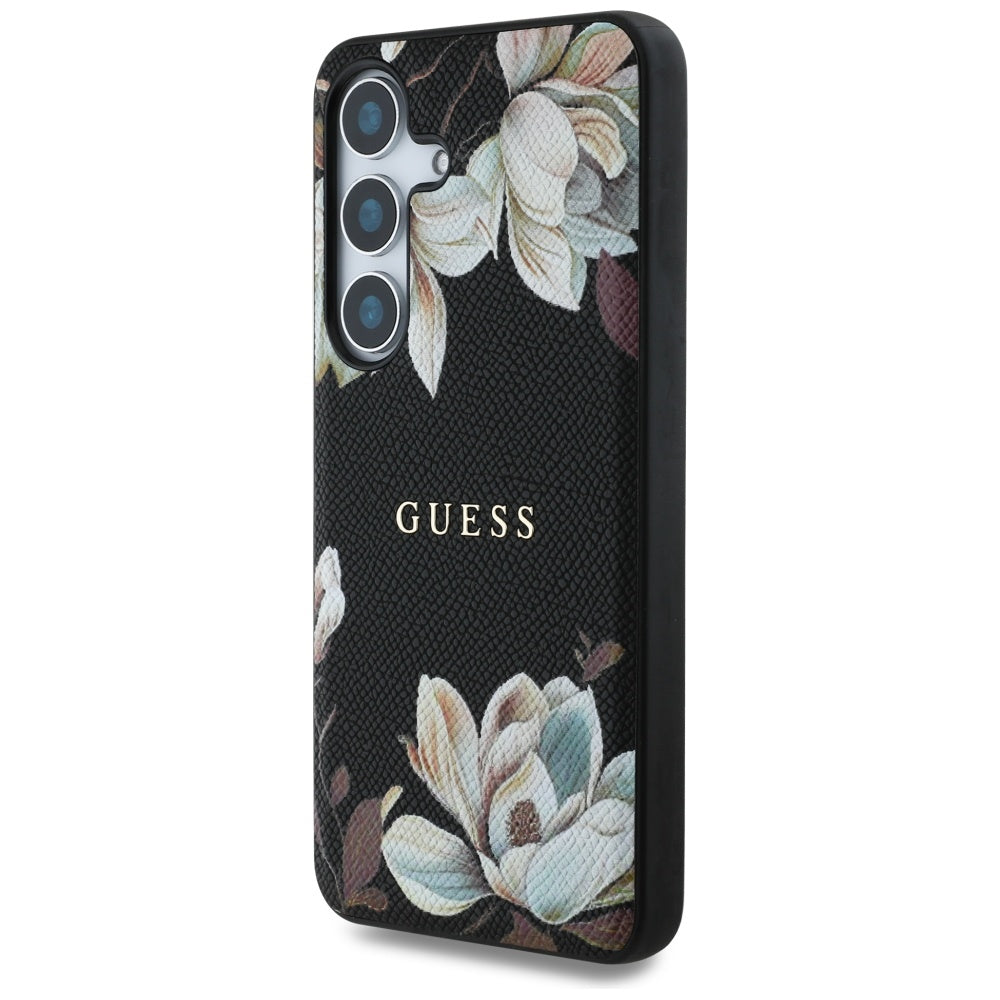 Futrola MagSafe za Samsung Galaxy S25 S931, Guess, Grained Flowers, Crna
