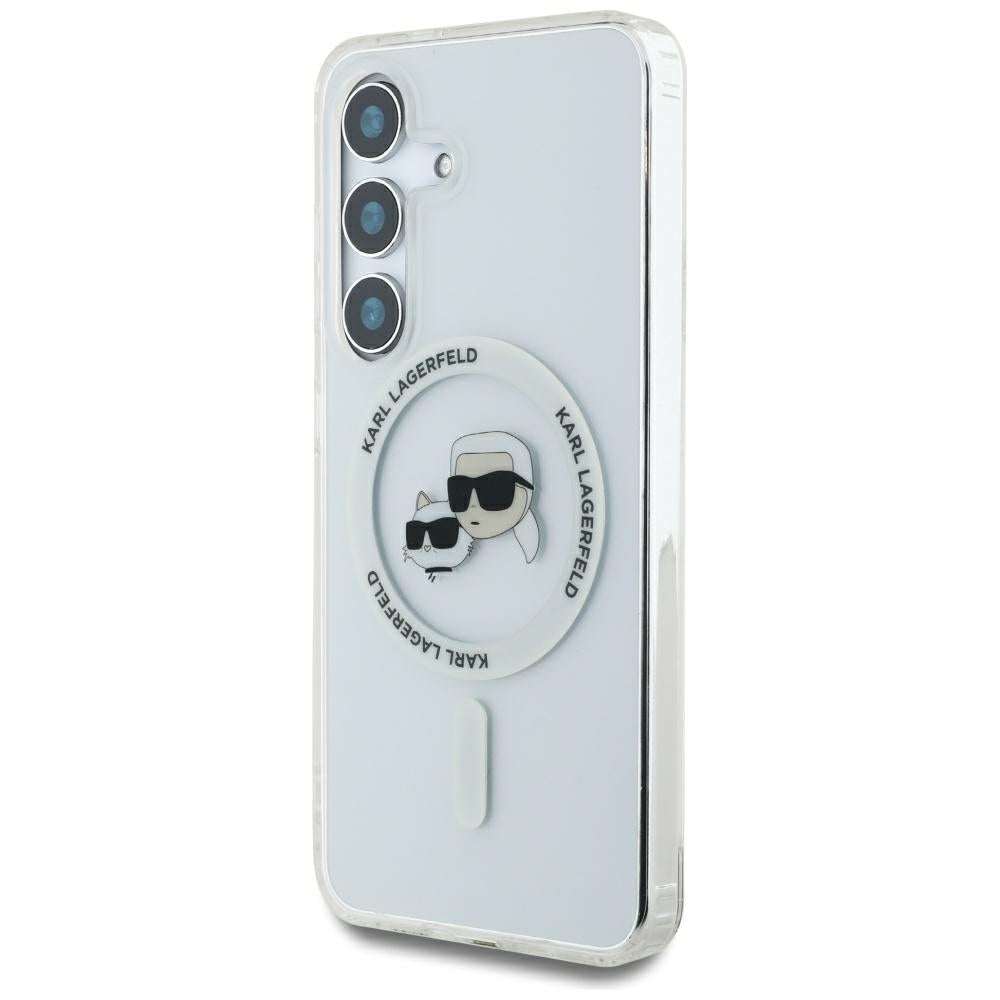 Futrola MagSafe za Samsung Galaxy S25 S931, Karl Lagerfeld, IML Metal Karl & Choupette's Heads, Bela