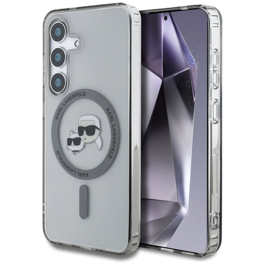 Futrola MagSafe za Samsung Galaxy S25 S931, Karl Lagerfeld, IML Metal Karl & Choupette's Heads, Crna