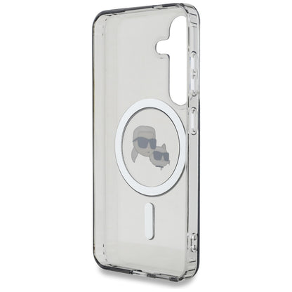 Futrola MagSafe za Samsung Galaxy S25 S931, Karl Lagerfeld, IML Metal Karl & Choupette's Heads, Crna