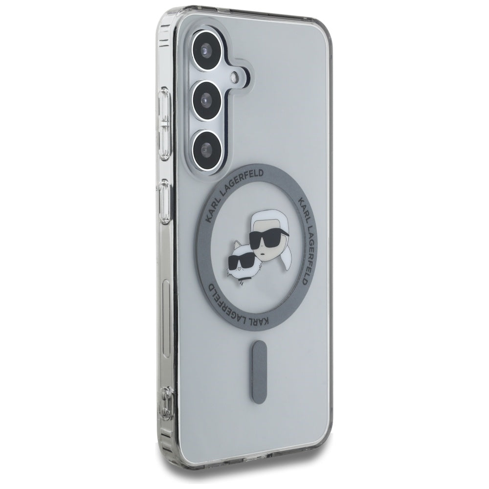 Futrola MagSafe za Samsung Galaxy S25 S931, Karl Lagerfeld, IML Metal Karl & Choupette's Heads, Crna