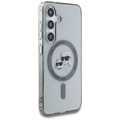 Futrola MagSafe za Samsung Galaxy S25 S931, Karl Lagerfeld, IML Metal Karl & Choupette's Heads, Crna